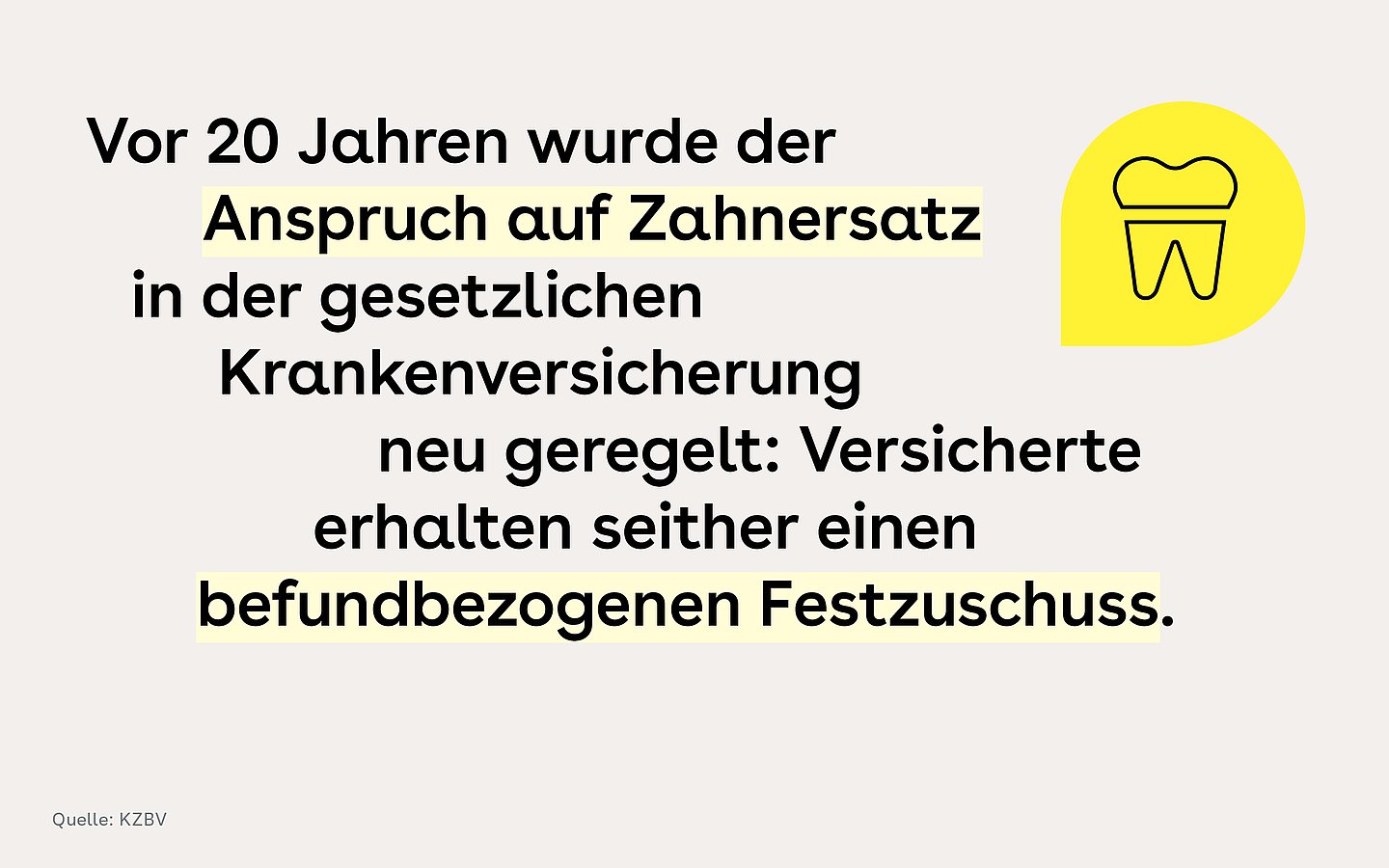 Der vorgelesene Text ist abgebildet. Rechts daneben ein gelbes Zahn-Icon.