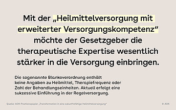 Die sogenannte Blanko-Verordnung, die dem Heilmittelerbringer mehr Entscheidungsbefugnisse &uuml;berl&auml;sst, wird sukzessive eingef&uuml;hrt. 