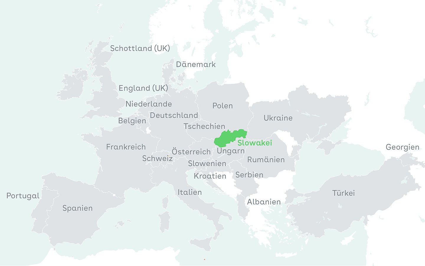 Auf einer Europakarte ist eine Auswahl an Ländern hervorgehoben, die bei einer Umfrage zum Thema Digital Health der WHO Europe teilgenommen haben.