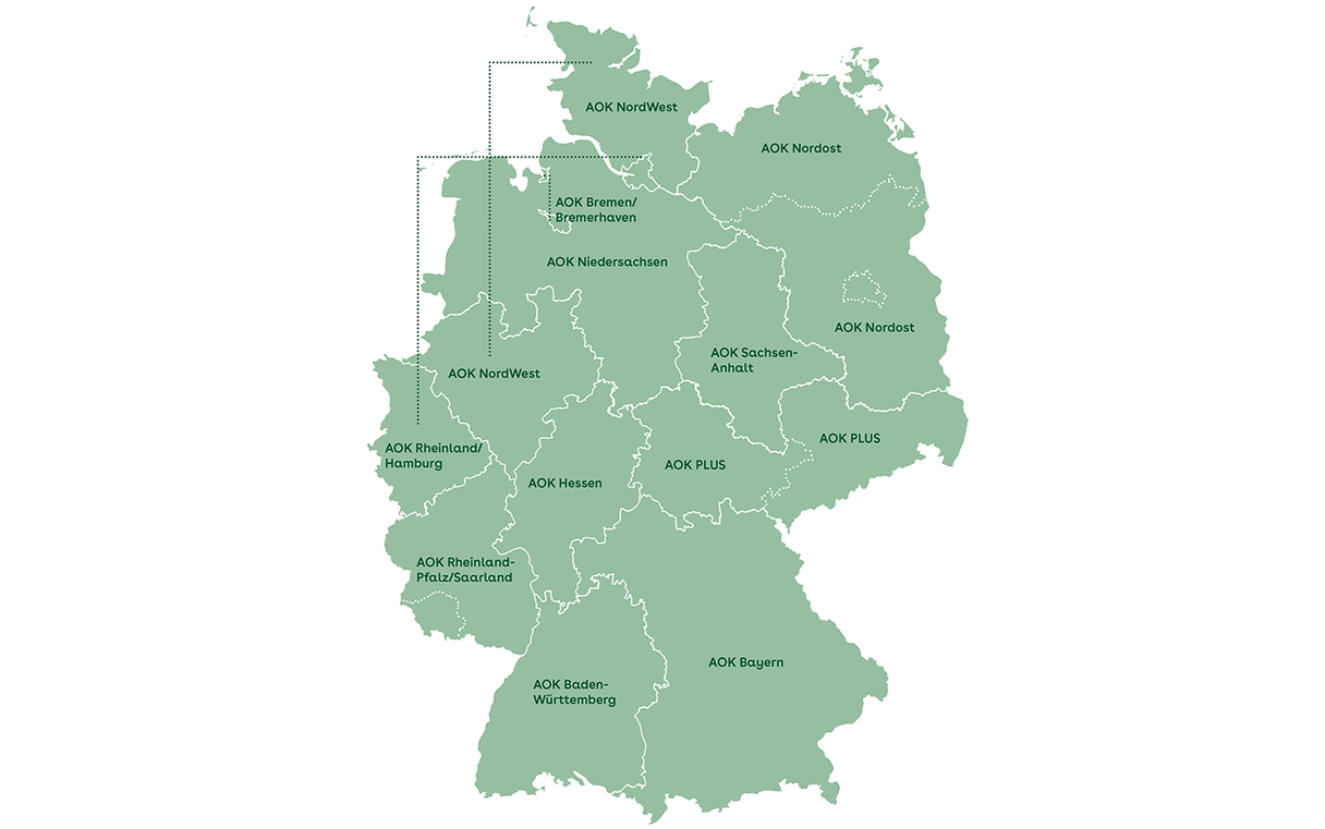 Die elf AOKs in ihren Gebieten Gebiete der AOKs