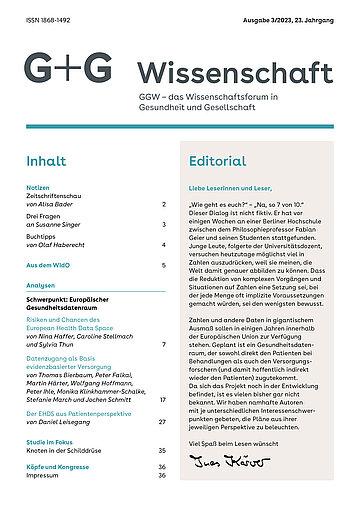 Foto: Titelseite der G+G-Wissenschaft 3_2023