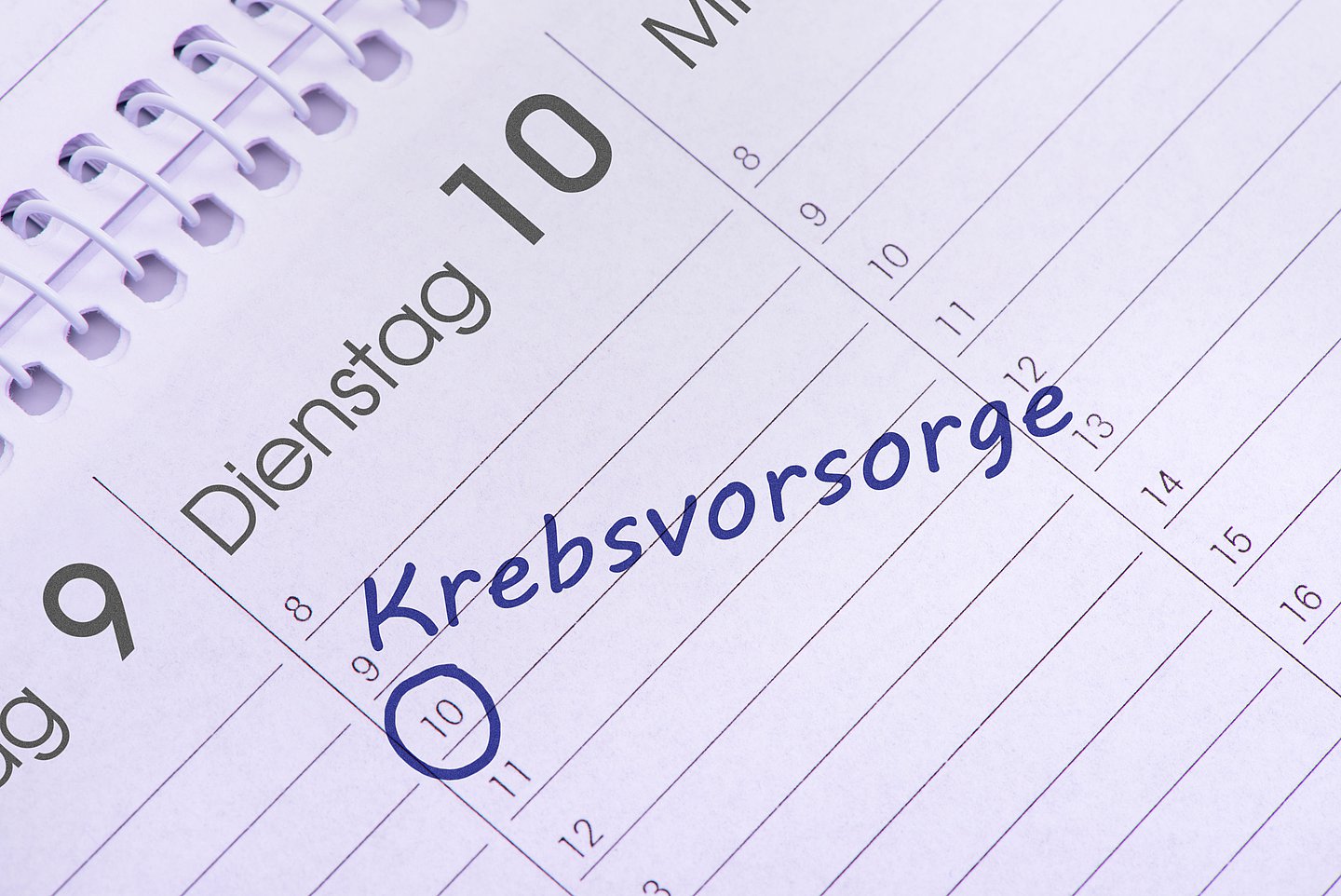 Foto: Auf einem Kalender ist ein Krebsvorsorgetermin vermerkt.