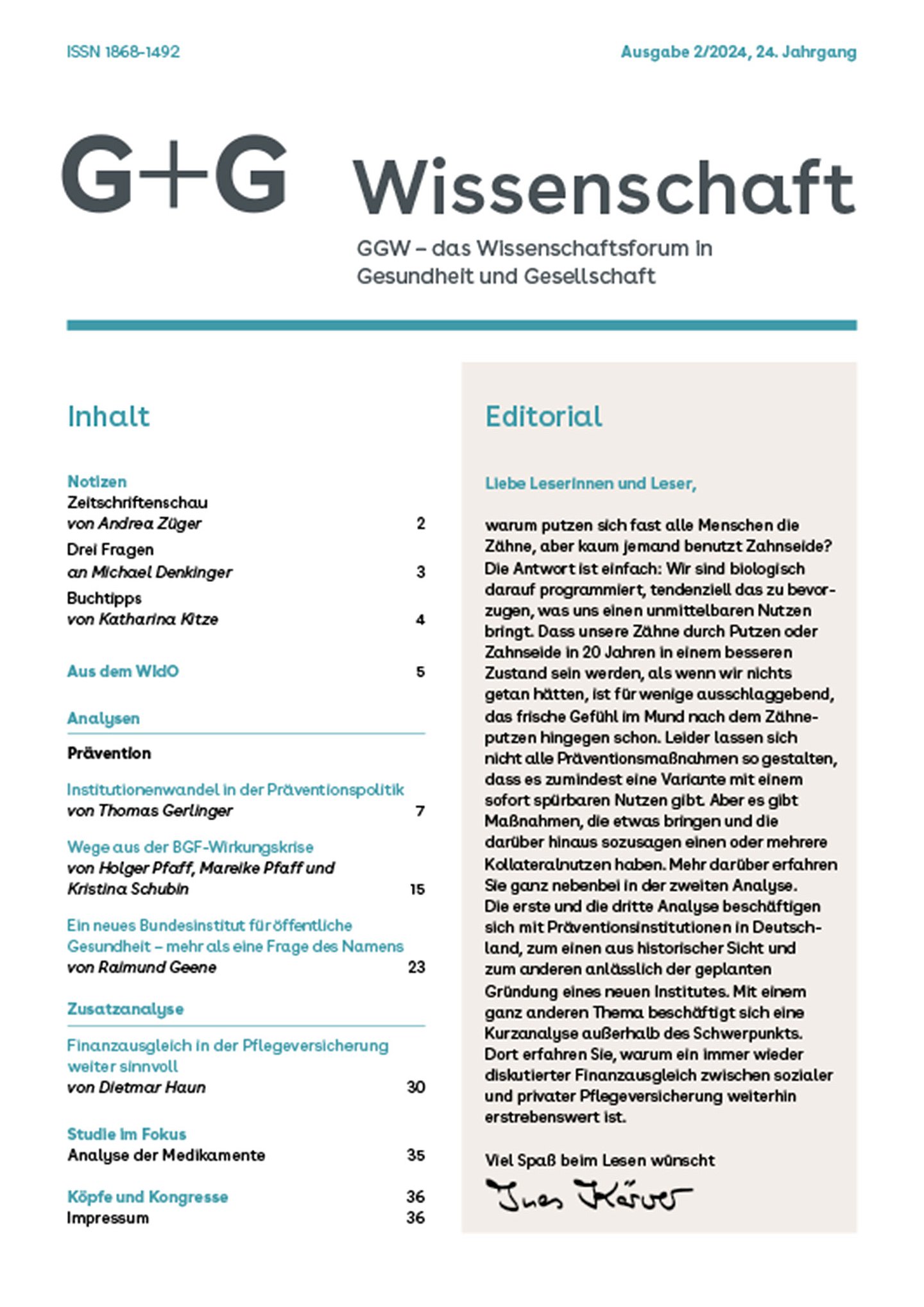 Foto: Titel der G+G-Wissenschaft 2_2024