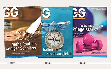 Foto: Titelbilder der G+G aus den Jahren 2017 bis 2019